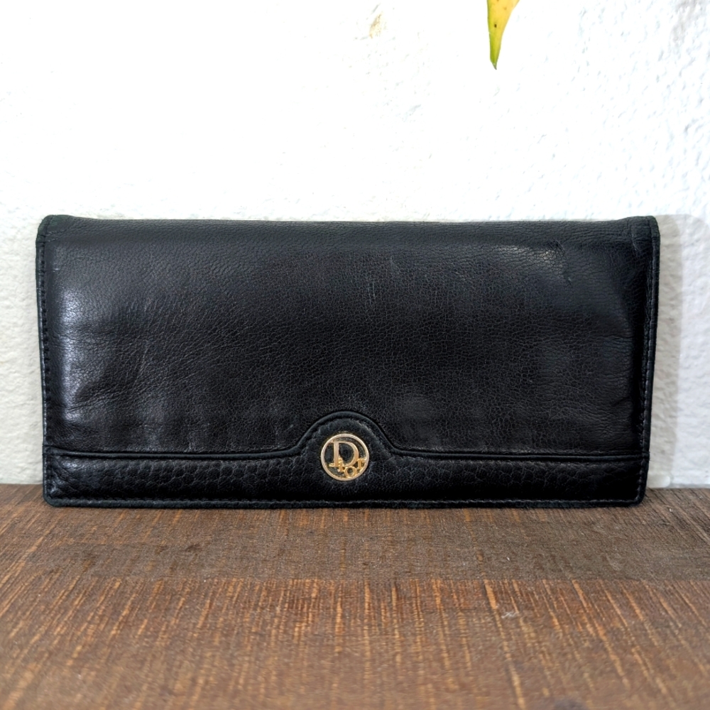Dior Vintage Black Leather Wallet